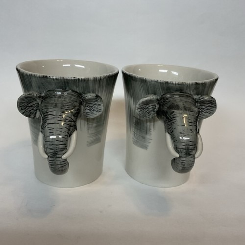 NWOB Pier‎ 1 Imports Hand Painted Figural Elephant Coffee Mug Cup 3D 5"x4" China
